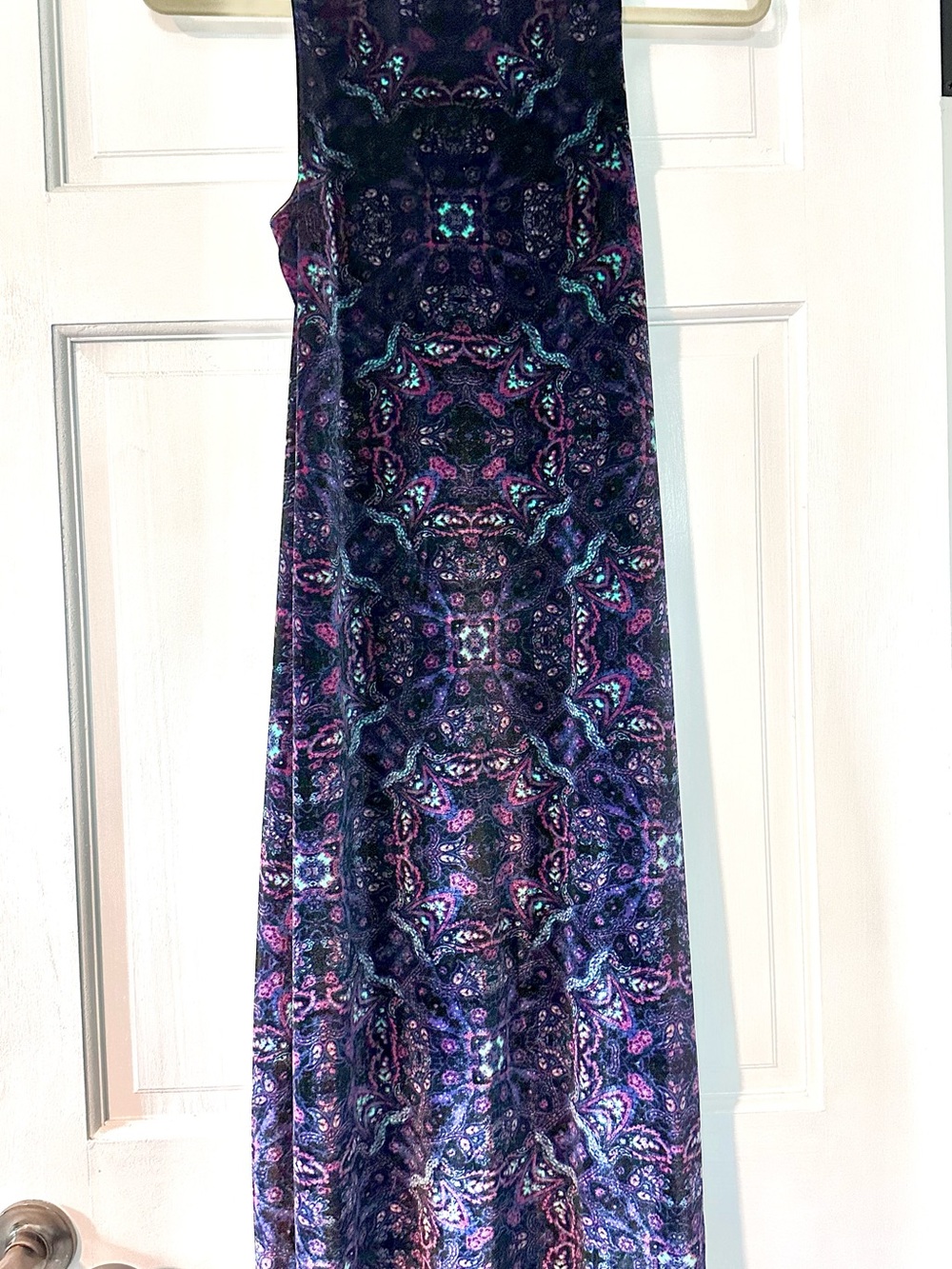 Ecote Black Velvet Dress with Purple and Teal Floral Print